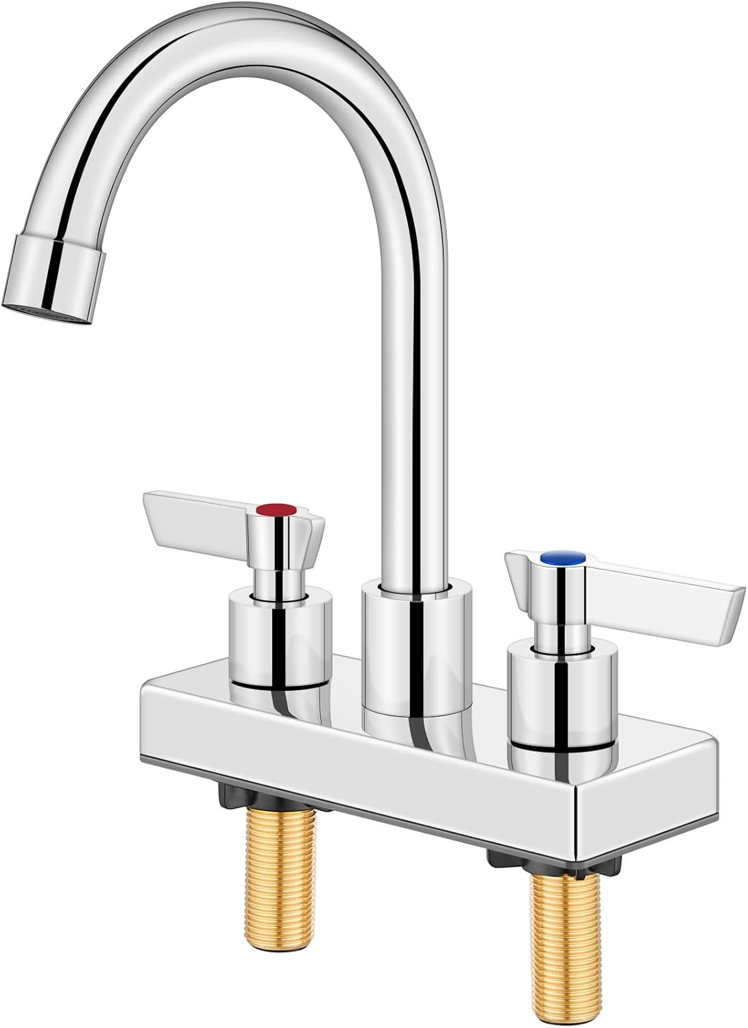 Bar Sink Faucet 4 Inch Center 2 Hole Deck Mount Bar Faucets for Sink Prep Dual Handles Commercial Utility Laundry Kitchen,Polished Chrome