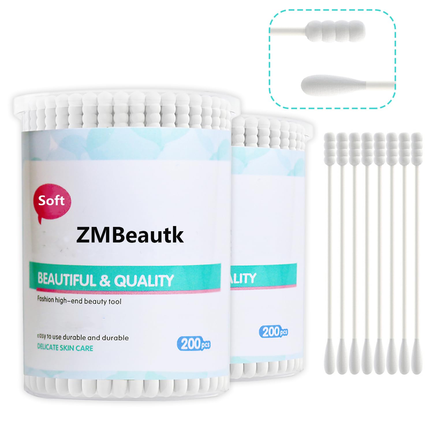 400pcs Organic Cotton Swabs for Infant Baby/kid/Adult, Round&Spiral Head Qtip for Baby Ear Nose Clean, 100% Cotton Double Tipped Paper Sticks Multipurpose Cotton Buds