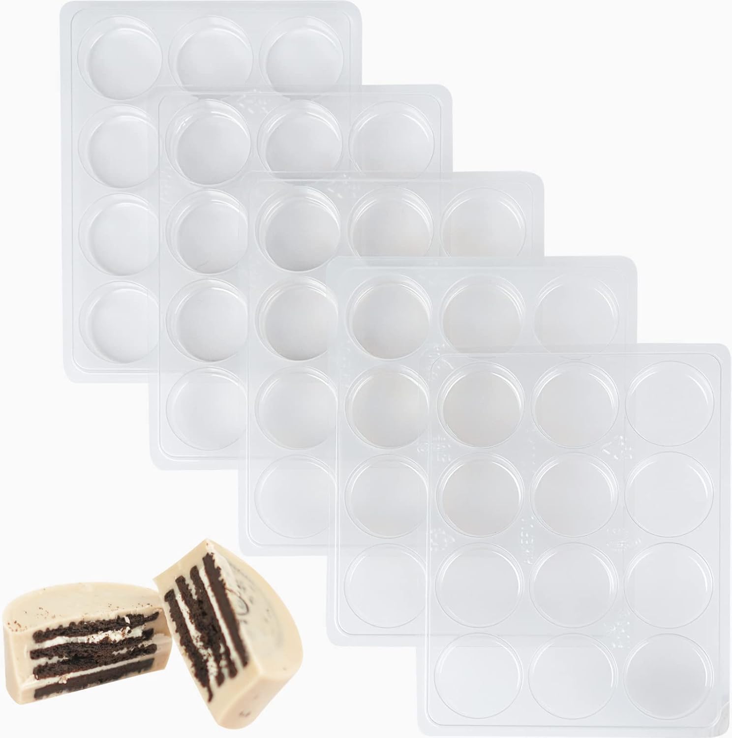 Oreo Cookie Mold 5 Pack, 12 Cylinders Each, Chocolate Covered Oreos, Candy, Cookies and Chocolate, Soap Molds