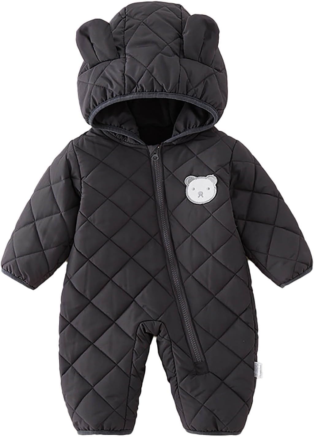 Feelcrag Baby Winter Snowsuit,Boys Girls Warm Faux Fur Hooded Snowsuit Newborn Winter Clothes Girls Winter Coat Pramsuit 9-12 Months Winter Romper Outfits Warm Long Sleeve