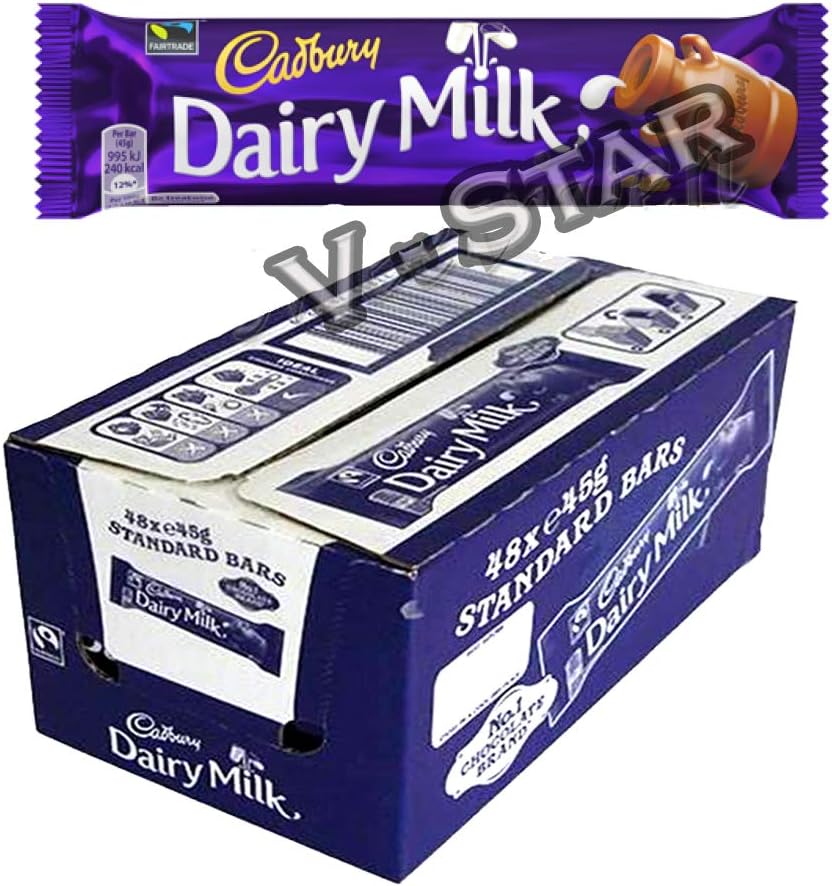 Original CADBURY Dairy Milk Chocolate Standard BAR 48 x 45g Full Box Fresh Stock