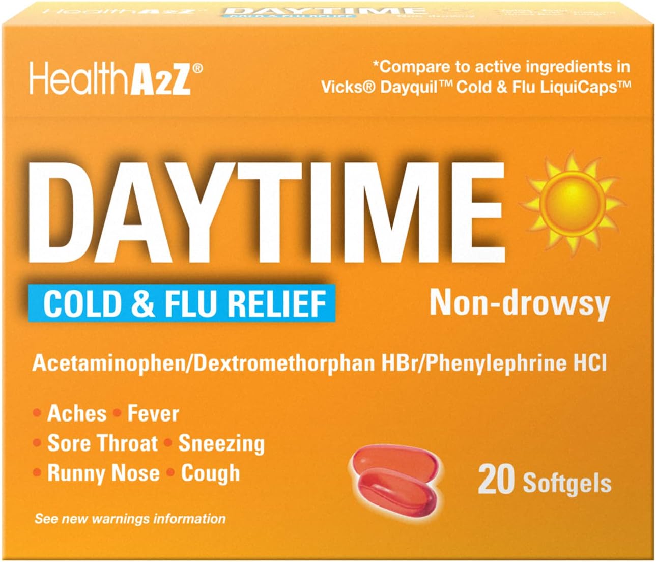 HealthA2Z® Daytime | Cold & Flu Medicine | Powerful Multi-Symptom Daytime(20 Softgels) (Daytime Cold & Flu Medicine (20 Count Pack of 1))