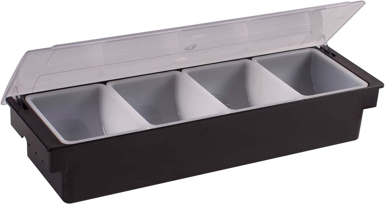 Winco 19 3/8" Black Plastic 4-Compartment Condiment Holder