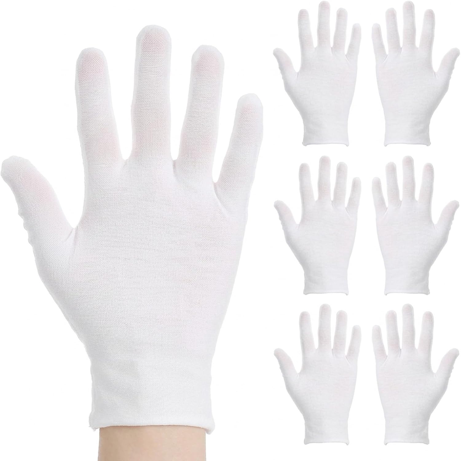 3 Pairs White Cotton Gloves for Dry Hands Eczema Overnight Hydration Glove | Full-Finger Moisturizing Glove For Women Men Size L Breathable Spa Treatment Service Performance Uniforms Machine Washable
