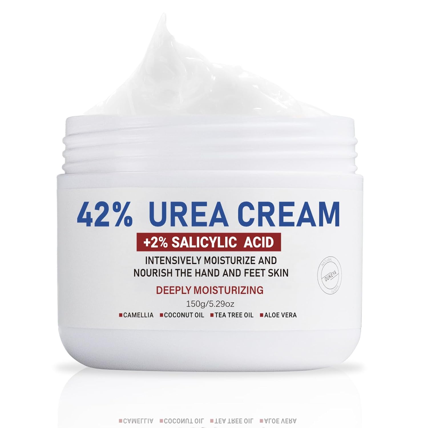 OUKEYA Urea Cream 42% to Soften & Smooth Dry, Cracked, Rough Skin | 2% salicylic acid, foot & hand cream, exfoliating, moisturizing lotion, heels, elbows, knees, 5.29oz