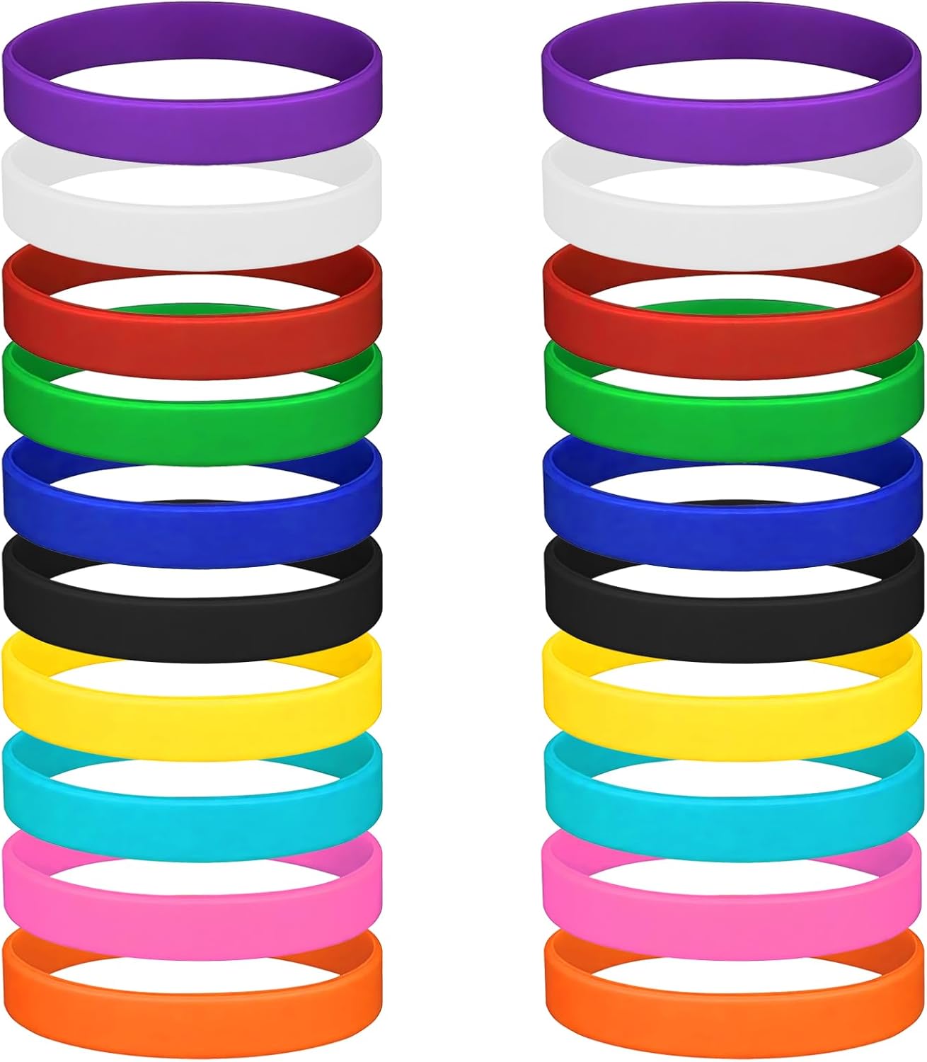 BeoTnp 20PCS Silicone Wristbands, Anti Static Wrist Straps, Personalized Wristbands Multi-Color Set, Silicone Id Wristbands for Kids for School, Sports, and Party Use(202 x 12mm)
