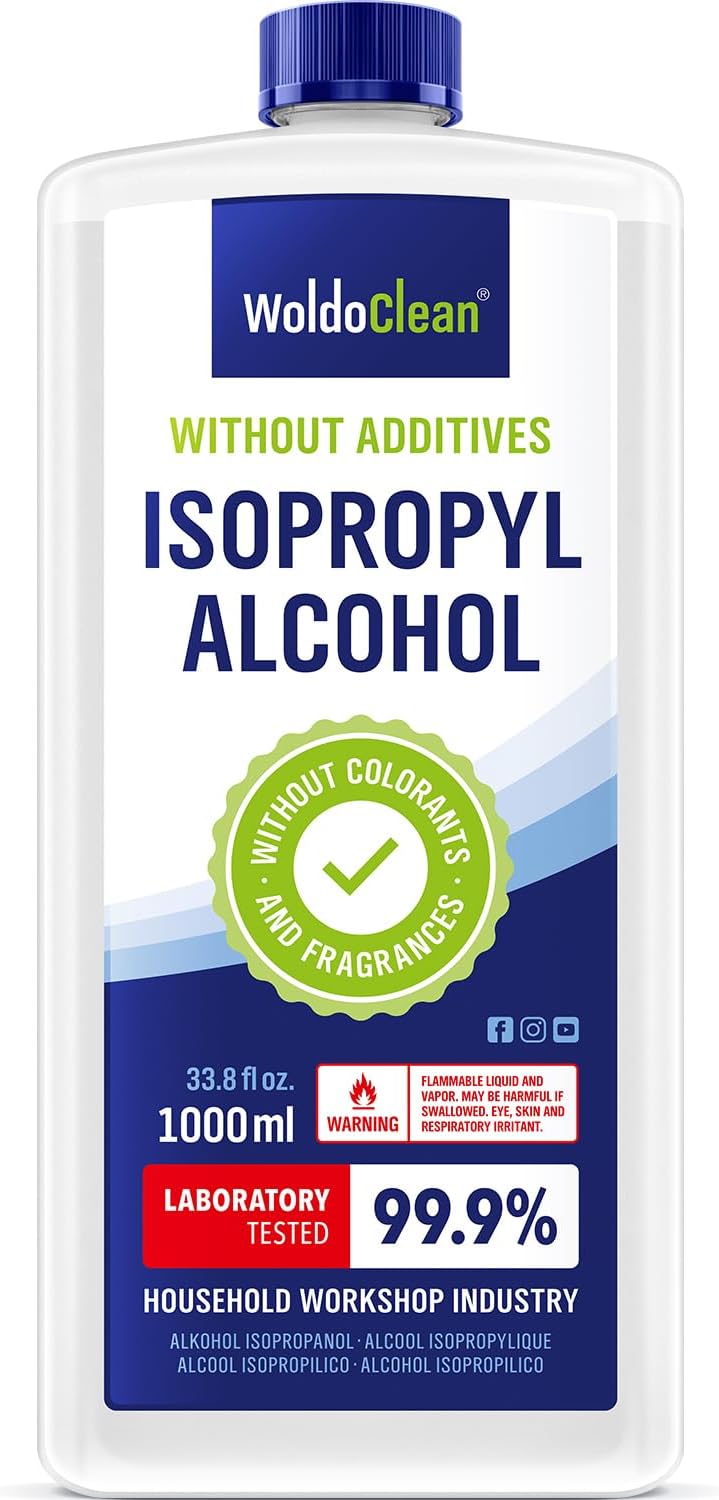 Isopropyl Alcohol 99,9% Pure Grade IPA 33.8 fl oz - Rubbing Alcohol Cleaner & Degreaser, Electronics, Household, Industrial, Inkjet & 3D Printer, Paint Solvent