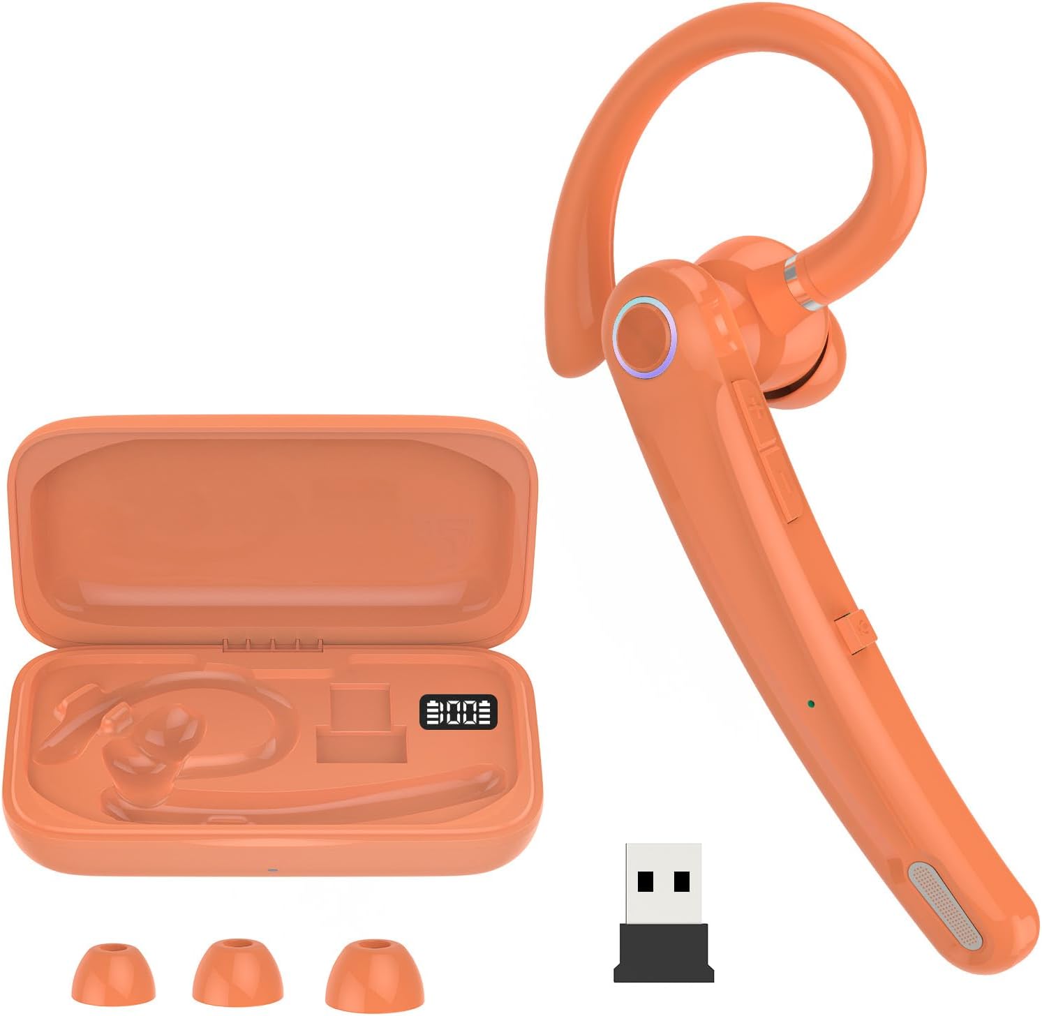 Bluetooth Headset V5.4, 115H Playtime Wireless Bluetooth Earpiece with Mic Noise Cancelling Computer Headset Hand Free Headphones for Trucker, Driver, Office, Home, Work, Business