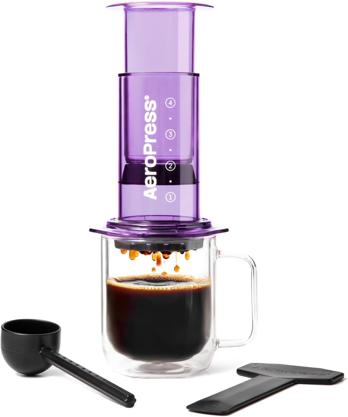 AeroPress Clear Purple Coffee Press, French Press, Pour-Over & Espresso Style