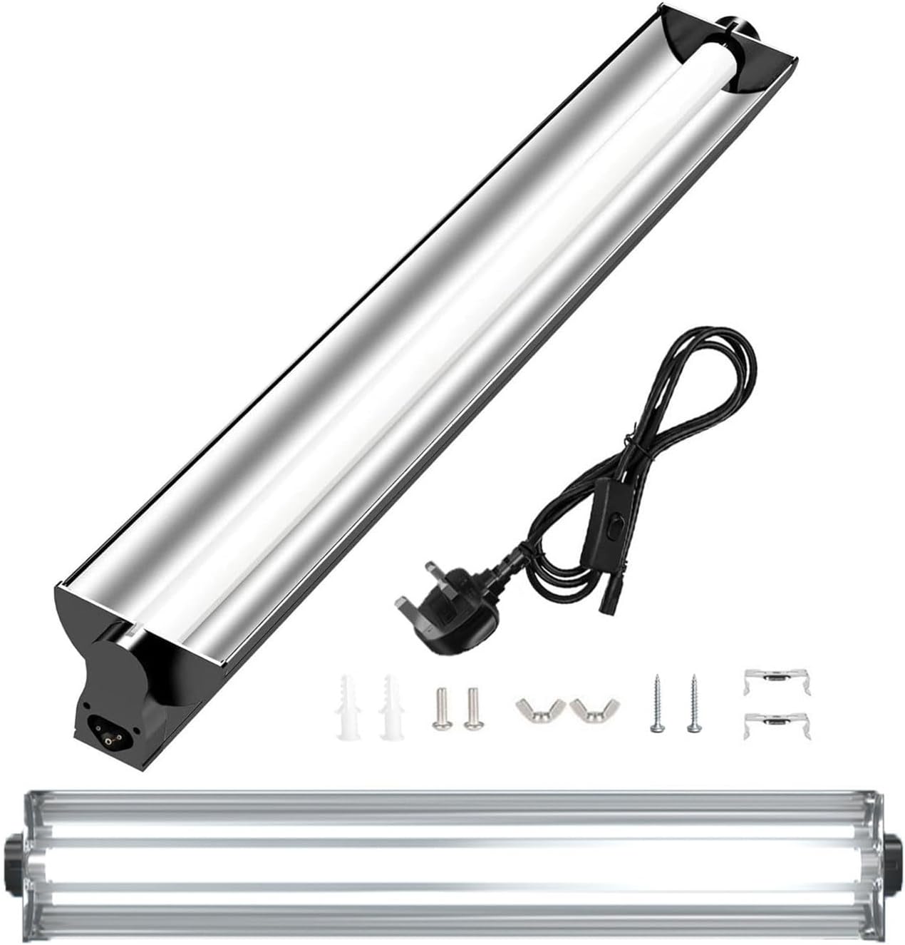 T5 UVB Reptile Light Fixture Combo Kit - 24W 10.0 UVB Bulb & Hood, 22" UVA/UVB Desert Lamp for Bearded Dragon, Tortoise, Leopard Gecko & Tropical Reptile Tanks