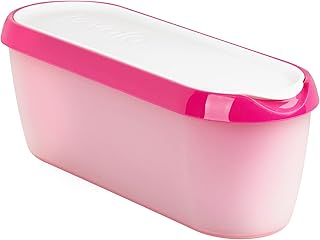 Tovolo Ice Cream Containers for Homemade Ice Cream, Glide-A-Scoop (1.5 Qt, Raspberry Tart) - Stackable Ice Cream Storage Containers for Freezer - BPA-Free Ice Cream Tub with Lid & Non-Slip Base