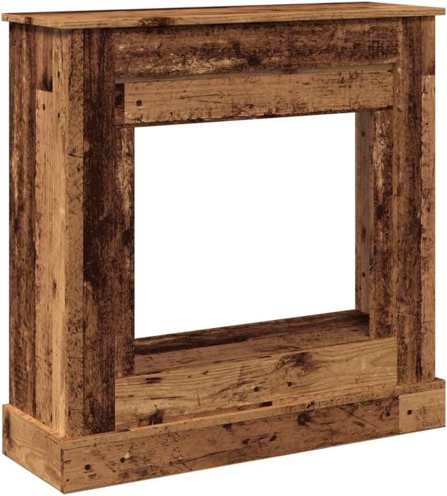 vidaXL Old Wood Fireplace Surround - Engineered Wood Mantel for Electric LED Flame, Decorative Shelf, Easy Maintenance, 90x30x90 cm