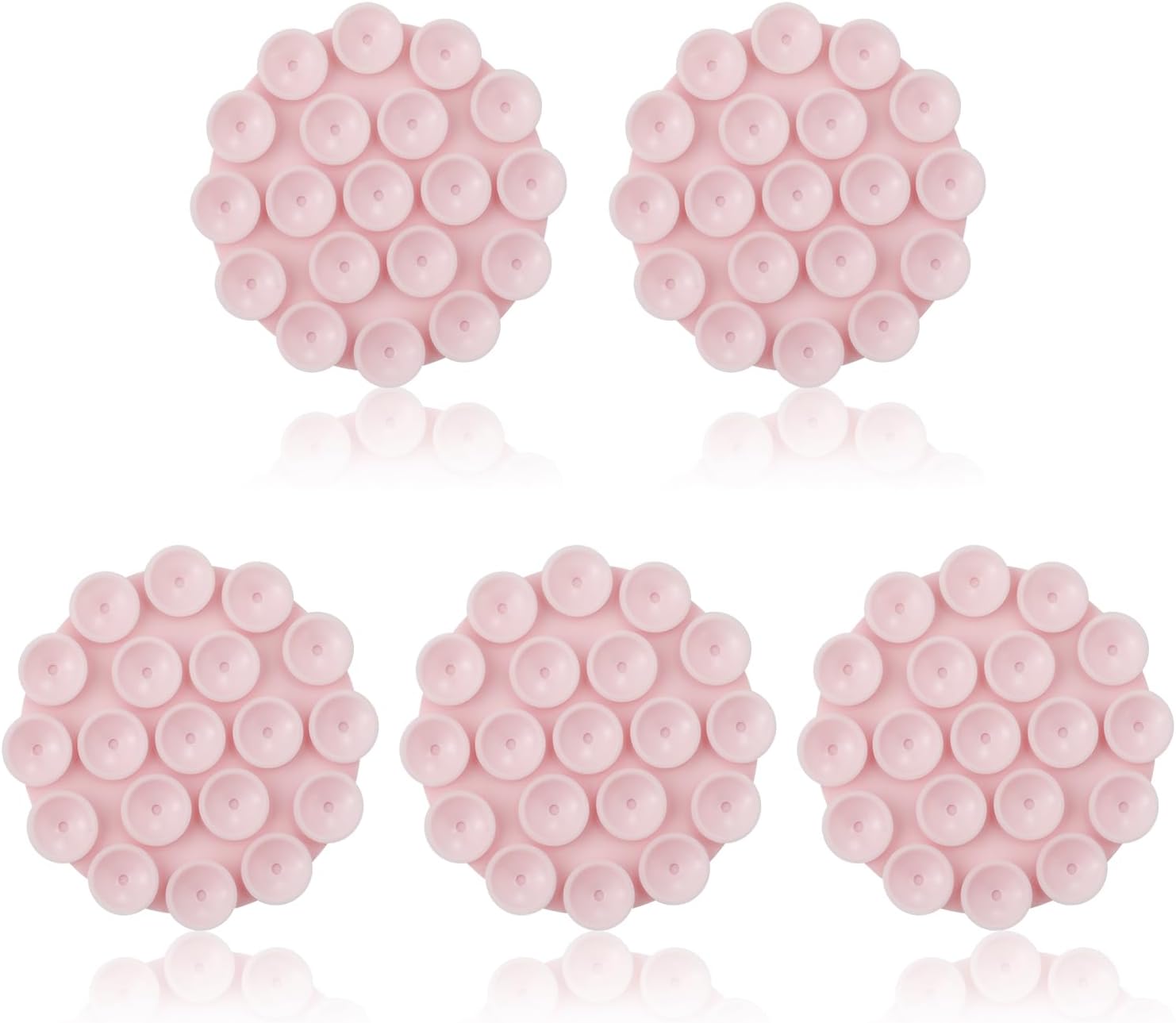 SAVITA 5pcs Silicone Suction Cup Holders, Multipurpose Phone Mount for Car, Mini Suction Cup Mat, Self-Adhesive Support for Mobile Phones (Light Pink)