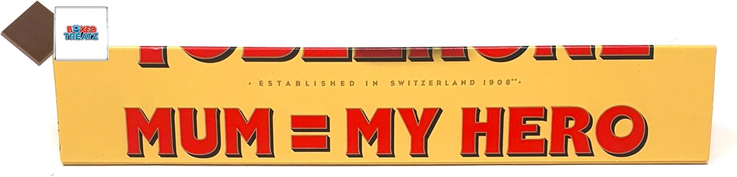 Toblerone Gift Bar For Mum & Gran 100g - Thank You, I Love You, My Hero, Greatest Gran, Best Mum, Mummy & Mum Boxed Treatz (MUM = MY HERO, 100g)