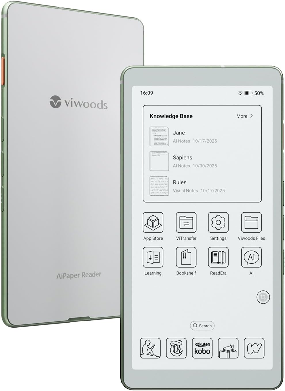 VIWOODS 6.13'' Carta1300 AiPaper Reader with 4G Connectivity, Ultra-Thin & Light E Ink eReader Device, AI Integrated, 300PPI, Adjustable Front Light, 128GB Storage