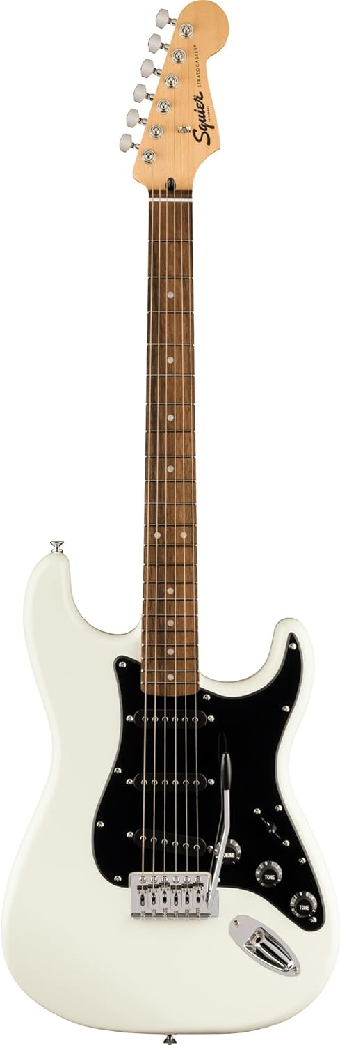 Squier by Fender Limited Edition Sonic® Stratocaster Electric Guitar®, Laurel Fingerboard, Black Pickguard, Arctic White
