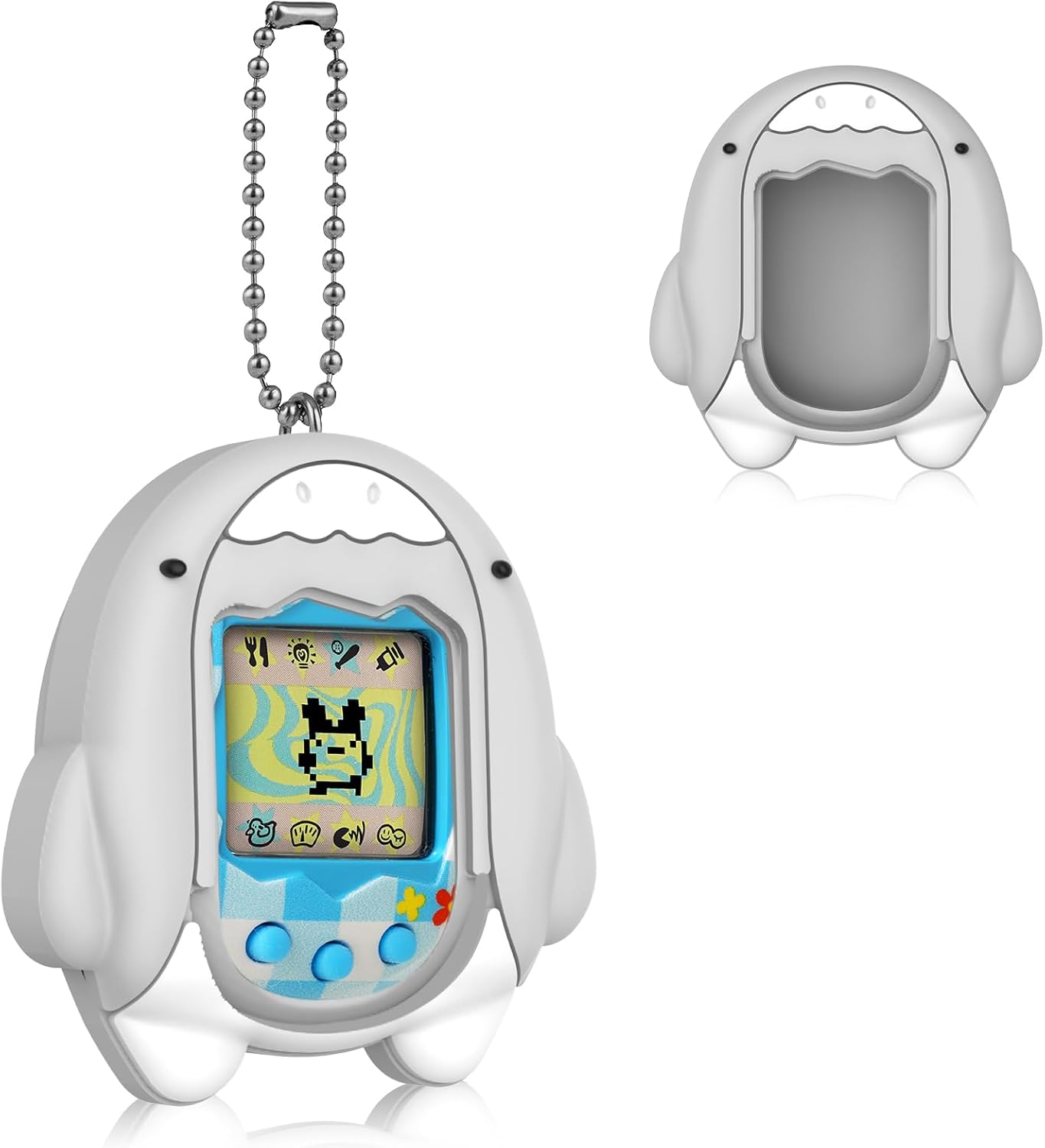 BEARDDO Silicone Case Compatible with Tamagotchi Original Virtual Pet Game Machine, Cute Cartoon Grey Shark Virtual Pet Game Machine Protector Cover for Tamagotchi Original Accessories(Grey)