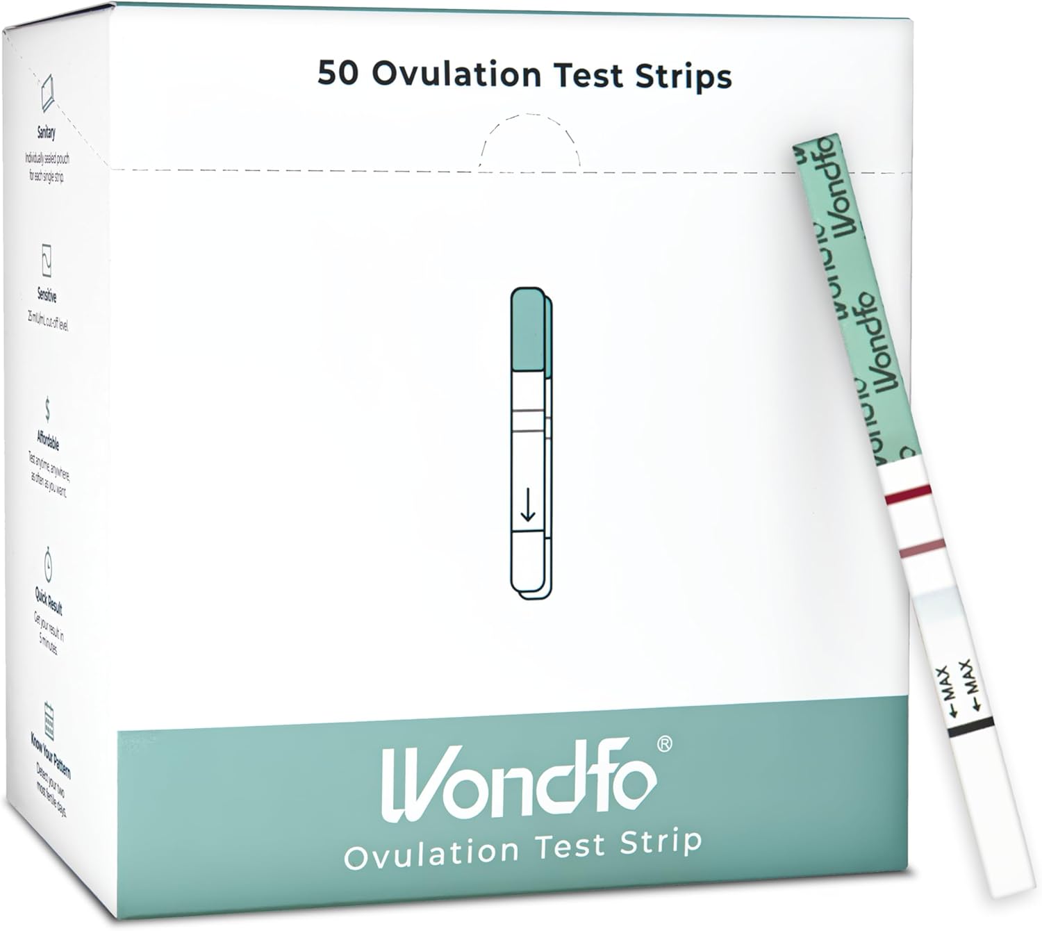 Wondfo Ovulation Test Strips - Women Fertility Tracking and Pregnancy Planning with Cycle-Detecting LH Surge - Highly Sensitive and Fast Result at Home Kit (50 Count)