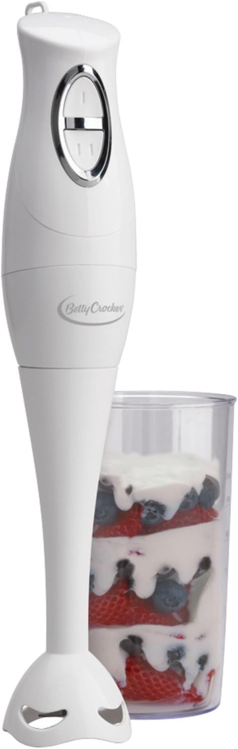 Betty Crocker Hand Blender with Beaker, White, BC-1303CK