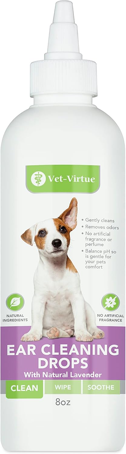 Dog Ear Cleaner Drops - 8oz Dog Cleaning Solution for Ear Cleaning and Grooming - Great for Flushing Out Build Up and Maintaining Hygiene