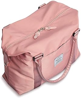 Womens travel bags, weekender carry on for women, sports Gym Bag, workout duffel bag, overnight shoulder Bag fit 15.6 inch Laptop Pink Large