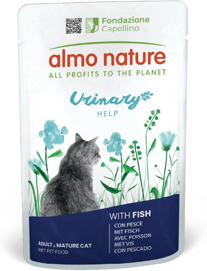 Almo Nature Functional Urinary Help - Wet Food for Adult Cats with Fish - Support for Urinary Tract Health - 30 Pouches of 70g