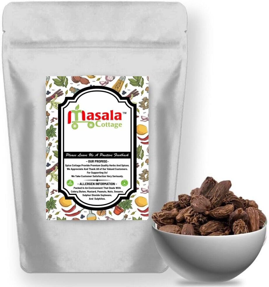 Black | Brown Cardamon | Cardamom Pods | Badi Elaichi Whole Dried Premium Quality by Masala Cottage® 25g-1.9kg (25, Grams)