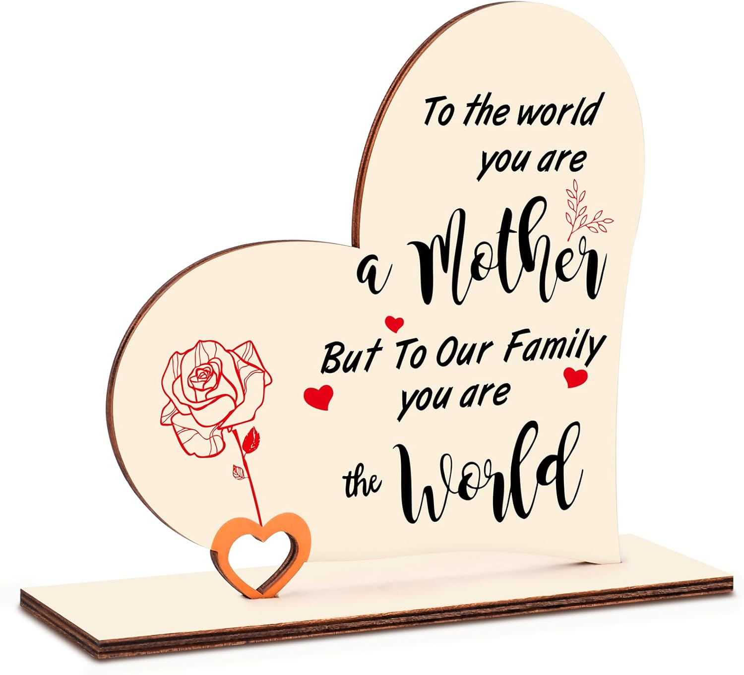 Gifts for Mum from Daughter Son,Heart Wooden Plaque Gifts for Women,Mum Birthday Presents for Stepmum Grandma on Anniversary