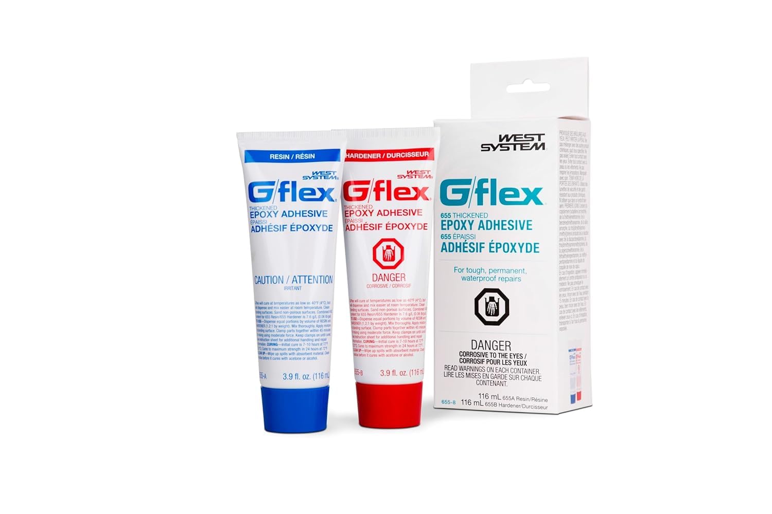 West System 655-8 G/Flex Epoxy Adhesive, 2 x 4.5 oz | Toughened & Flexible