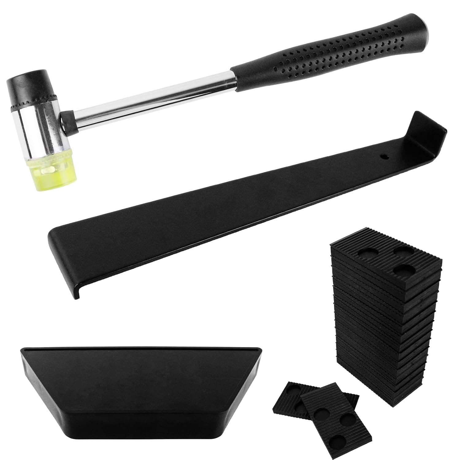 AUMAYCO 33Pcs Laminate Flooring Kit Laminate Floor Fitting Tools Laminate Wood Flooring Installation Kit with 30 Spacers, Tapping Block, Pull Bar and Mallet