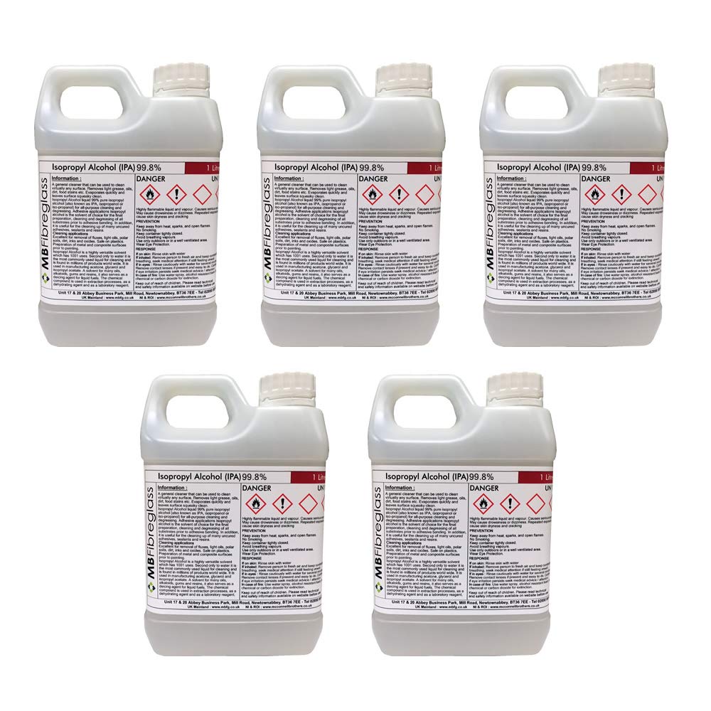 Isopropyl Alcohol (IPA) 99.8% - 5 Litre (5 x 1L Containers)F_AB