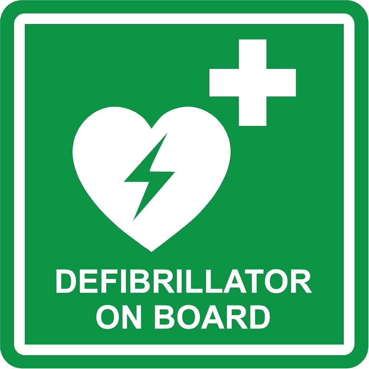 Defibrillator on board car sticker - Self adhesive sticker 100mm x 100mm