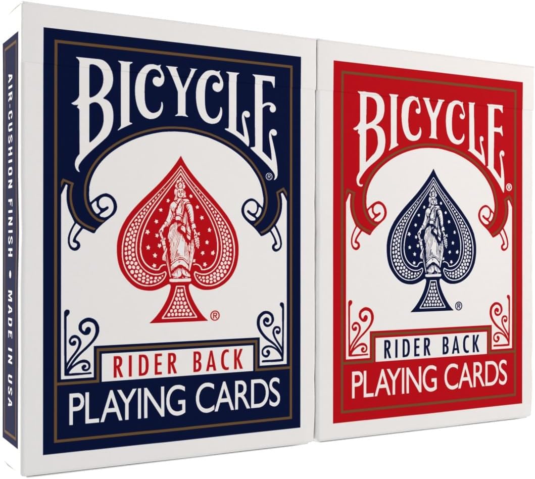 Bicycle Rider Back Playing Cards 2 Pack Poker Size Red and Blue | Air Cushion Finish, Over 140 years of trusted quality, Perfect for poker and blackjack, 52 cards plus 2 Jokers