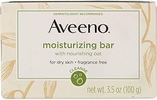 Aveeno Gentle Moisturizing Bar Facial Cleanser with Nourishing Oat for Dry Skin, Fragrance-free, Dye-Free, & Soap-Free, 3.5 oz (Pack of 6)