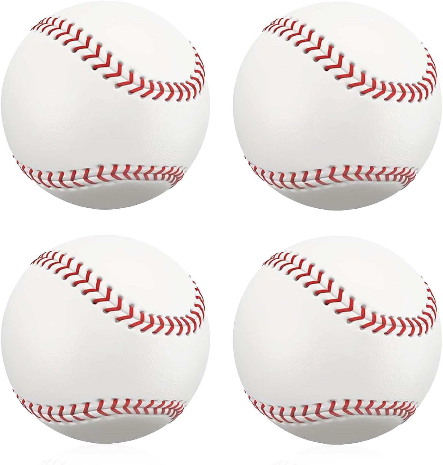 4 Pack BaseBall Standard Hard Leather 9 Inch for Outdoor Games Youth Adult