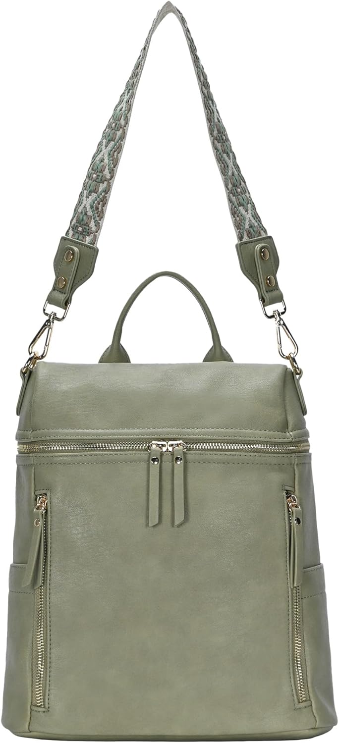 Nyra Webbing Strap Convertible Backpack Purse | Vegan Leather Backpack purse for Women with Detachable Shoulder Strap