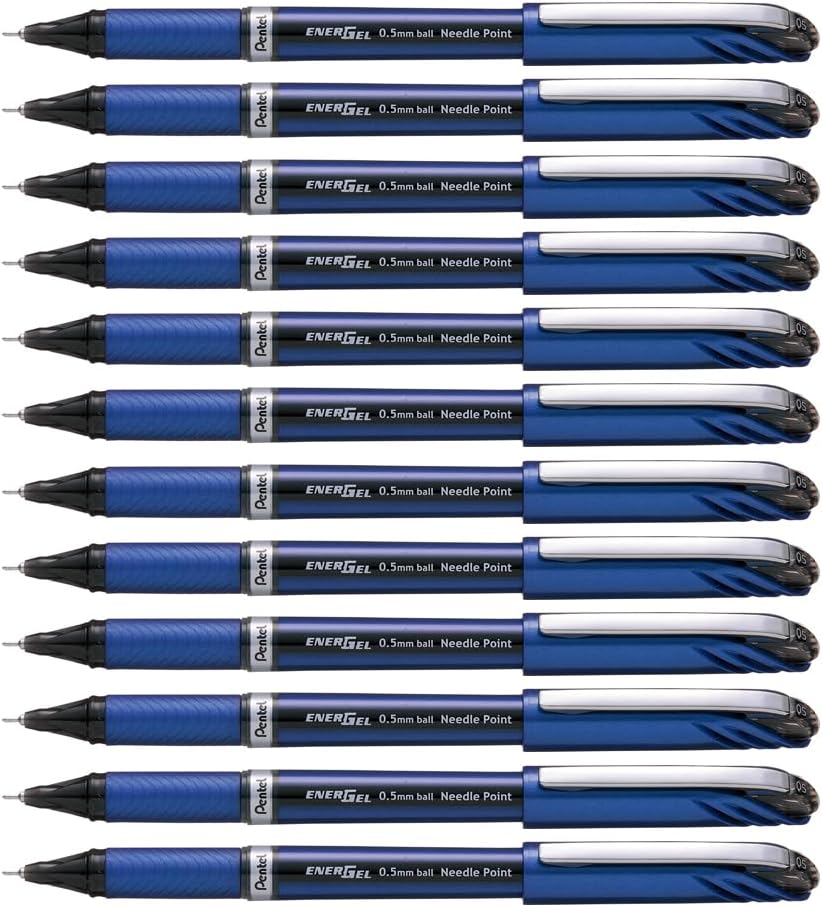 Pentel BLN25-AX EnerGel Plus 0.5mm Tip Pen Black (Pack of 12)