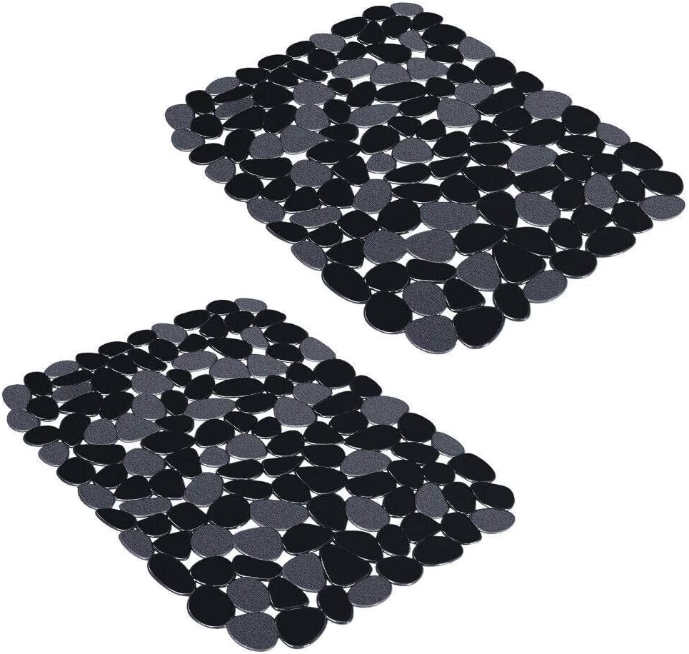 Yolife Pebble Sink Mats for Stainless Steel Sink, PVC Sink Saddle Protectors Kitchen Sink Mat for Porcelain Sink, Dishes and Glassware (Black,2 Pack), 15.8inch x 12inch