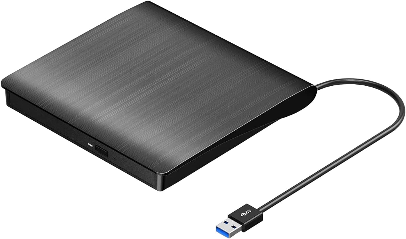 ROOFULL External CD DVD Drive USB 3.0 Portable DVD & CD-ROM +/-RW Player Burner Reader Writer Rewriter Adapter Optical Disc Drive for Laptop PC Windows 11/10/8/7 Mac Linux Desktop Computer