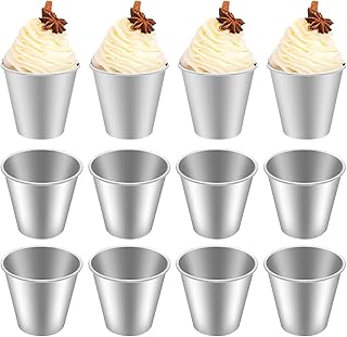12 Pcs Pudding Molds Flan Molds for Baking Aluminum Baking Cups Muffin Tin Cupcake Mould Nonstick Souffle Darioles Mould