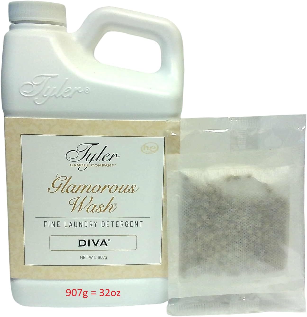 Tyler Candle Company, Detergent Wash, Liquid, Diva, 907g. /with Dryer Sachet Single Pouch