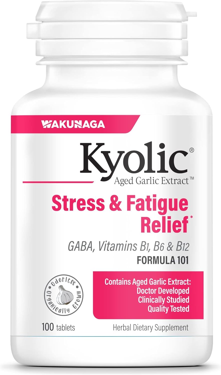 Kyolic Aged Garlic Extract Formula 101, Stress and Fatigue Relief, 100 Tablets (Packaging May Vary)