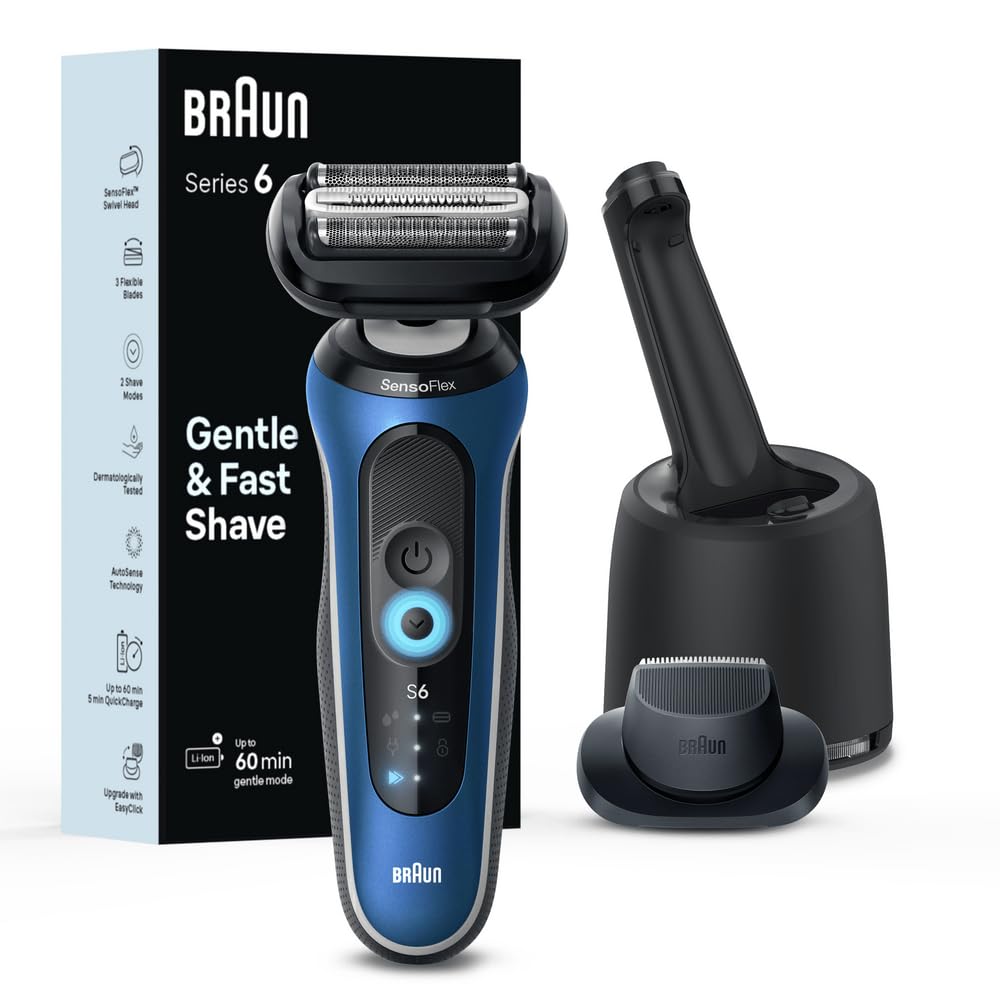Braun Electric Shaver for Men, Series 6 6172cc, Wet & Dry Shave, Shaving Kit with SmartCare Center and Precision Trimmer