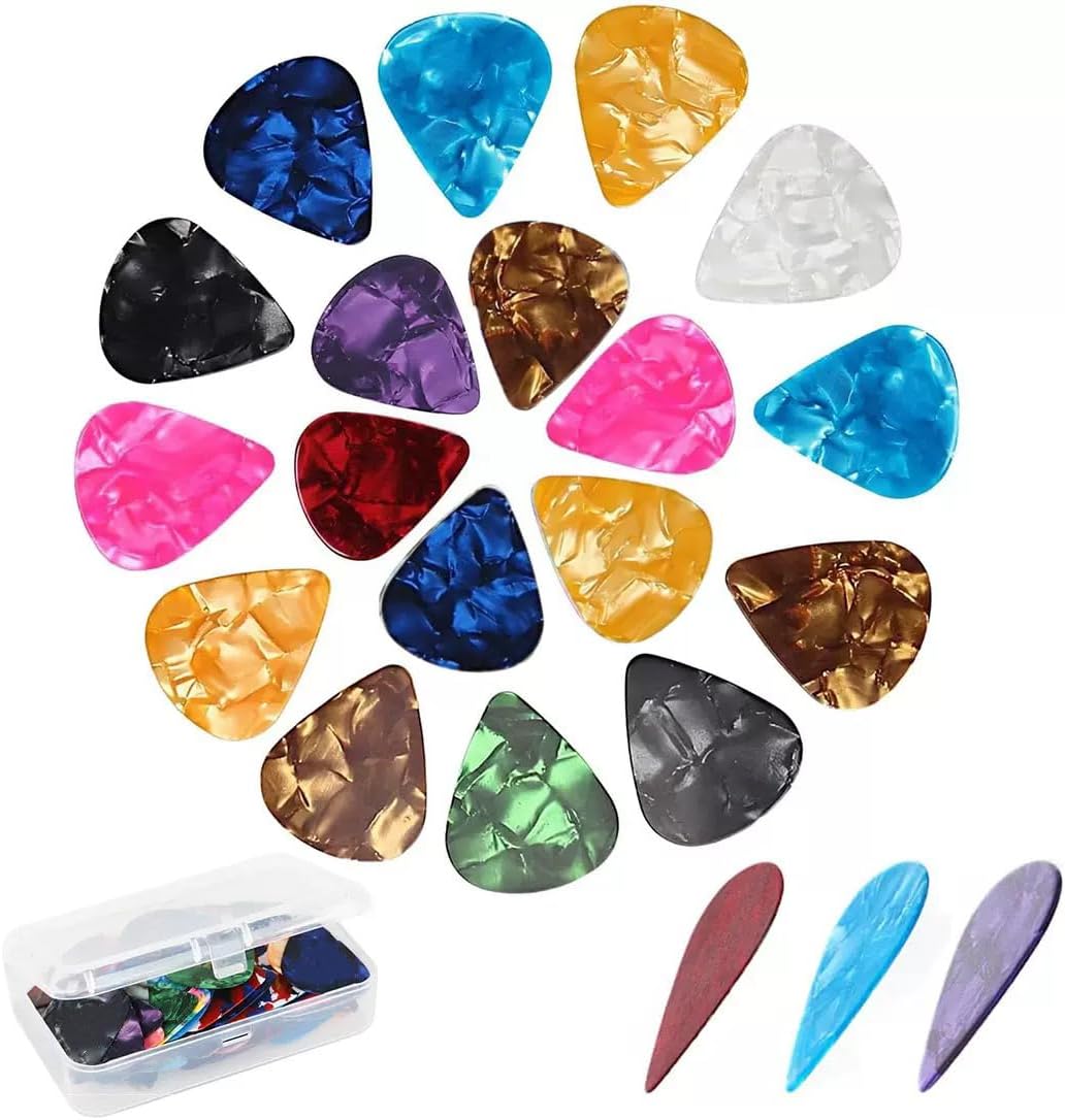 21 Packs Guitar Picks With Organizer Box Bass Picks Thin, Medium & Heavy 3 Different Thickness For Electric Acoustic Guitars Ukulele Bass, Guitar Gifts For Men Women Players