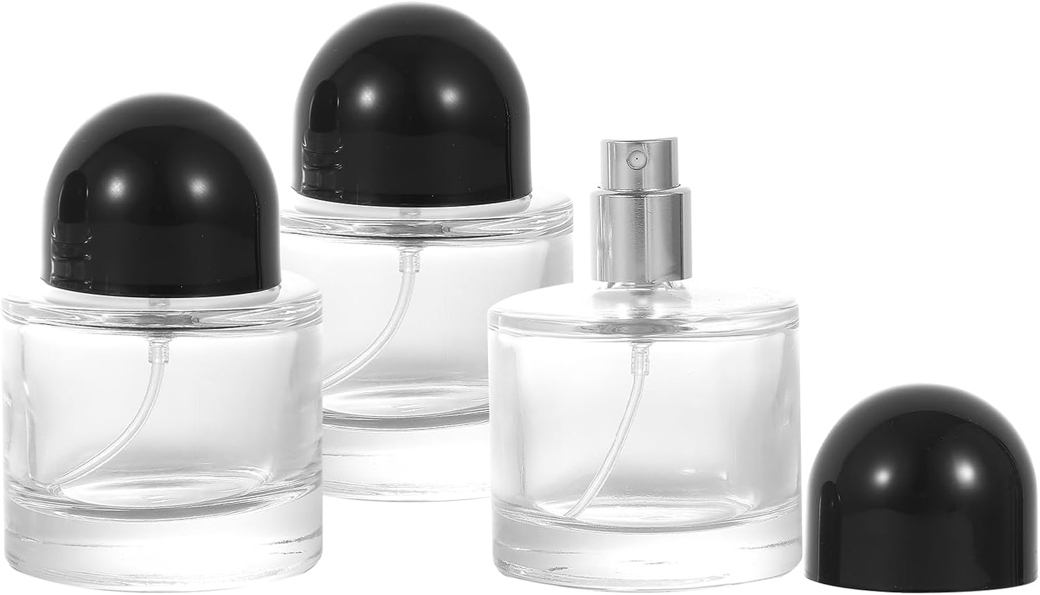 Glass Perfume Atomizer 30ml/1.01oz Round Empty Spray Bottle, Portable Fragrance Fine Mist Spray Bottle Perfume Dispenser for Travel 3 Pack