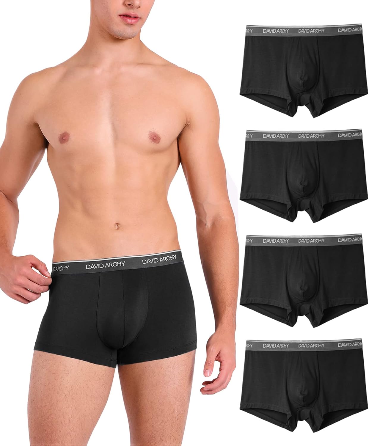 DAVID ARCHY Men's Boxers, Men's Briefs, Men's Trunks Underwear Bamboo Mens Boxer Shorts Multipack, Ultra Soft and Breathable