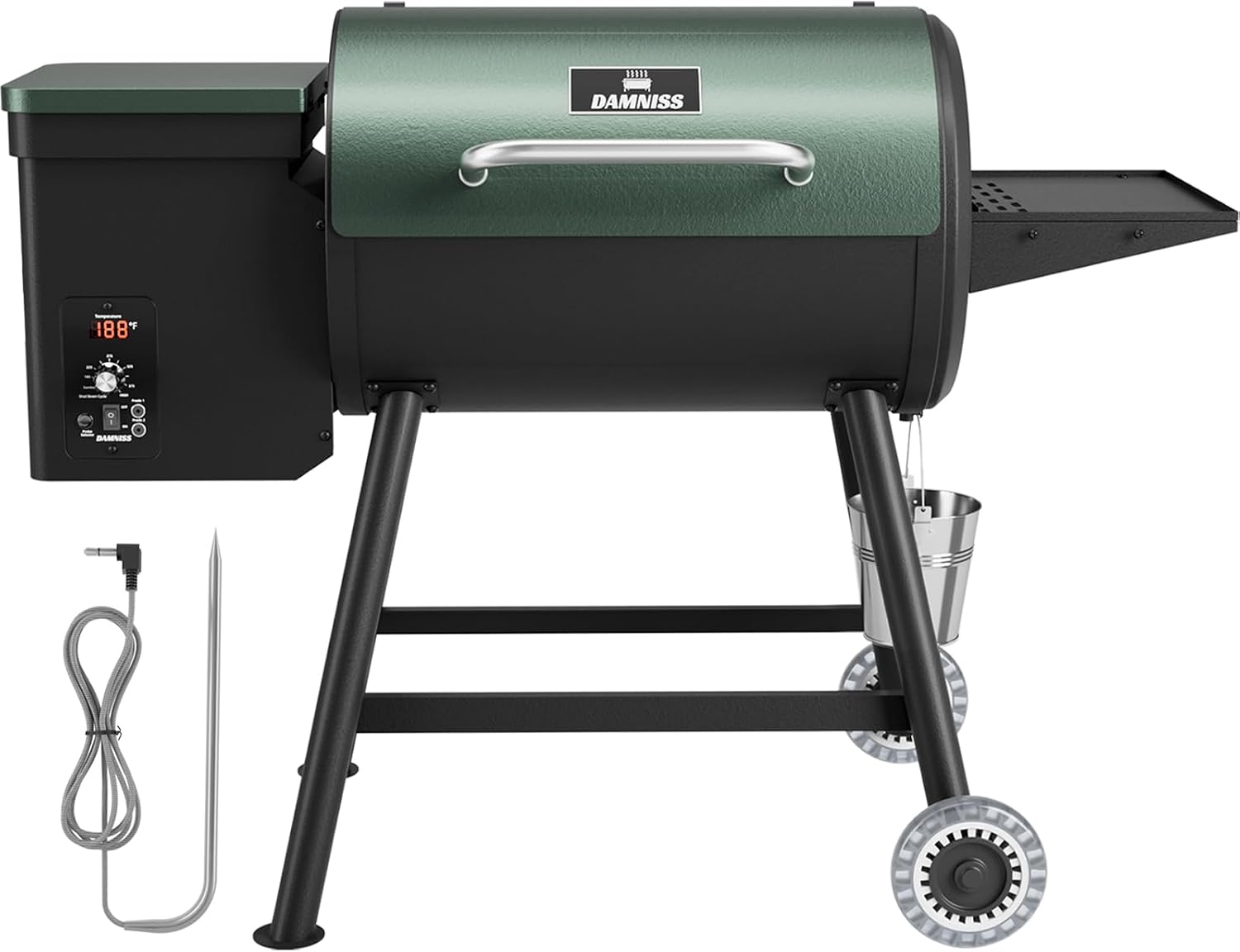Wood Pellet Grill & Smoker 8-in-1 Pellet Grill with Automatic Temperature Control & Meat Probe, 456 Sq. in Area for Backyard Camping Outdoor