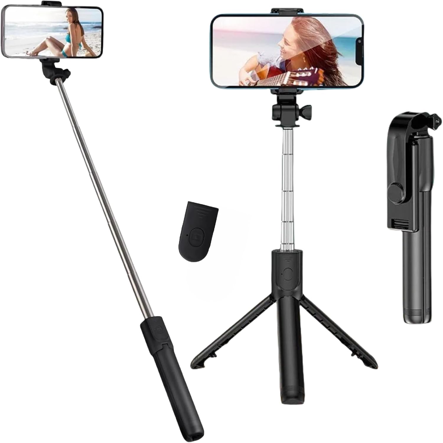 flintronic Selfie Stick Tripod, Stable Tripod with Wireless Bluetooth Remote Control,67CM Extendable Portable Aluminum Selfie Stick Compatible for ios and Android, Cameras