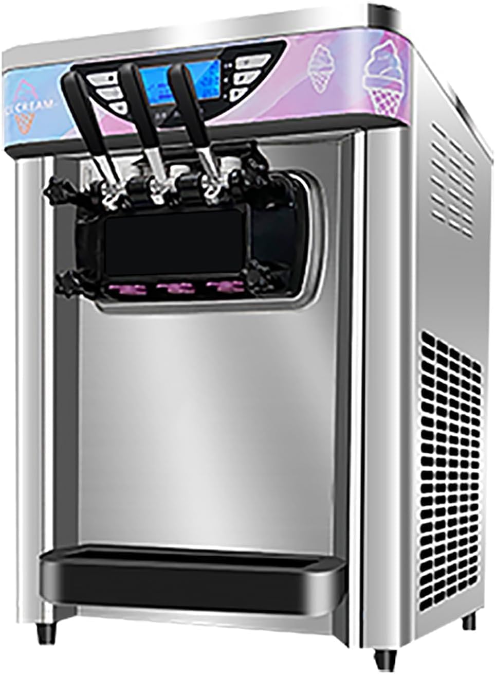 Triple Spout Soft Serve Ice Cream Machine with 5" Touchscreen | Countertop Commercial Freezer | 22-30L High Output | US Plug