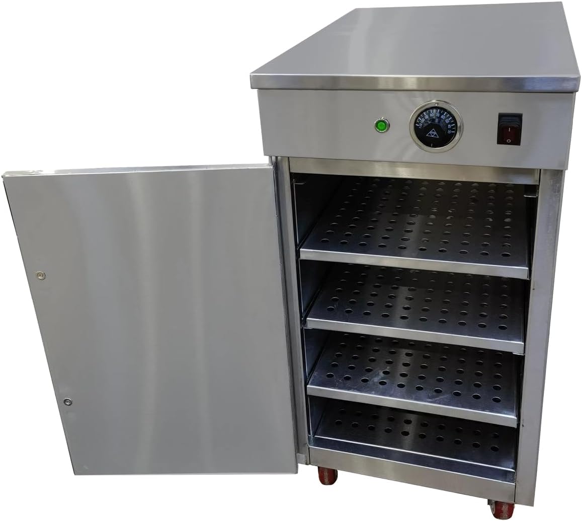 Electric Hot Box Food Warmer 4 Layers Warming Cabinet Catering Heated Display for Pizza Pretzel Hamburger Bun Bread Countertop Top (4 Layer), Stainless Steel